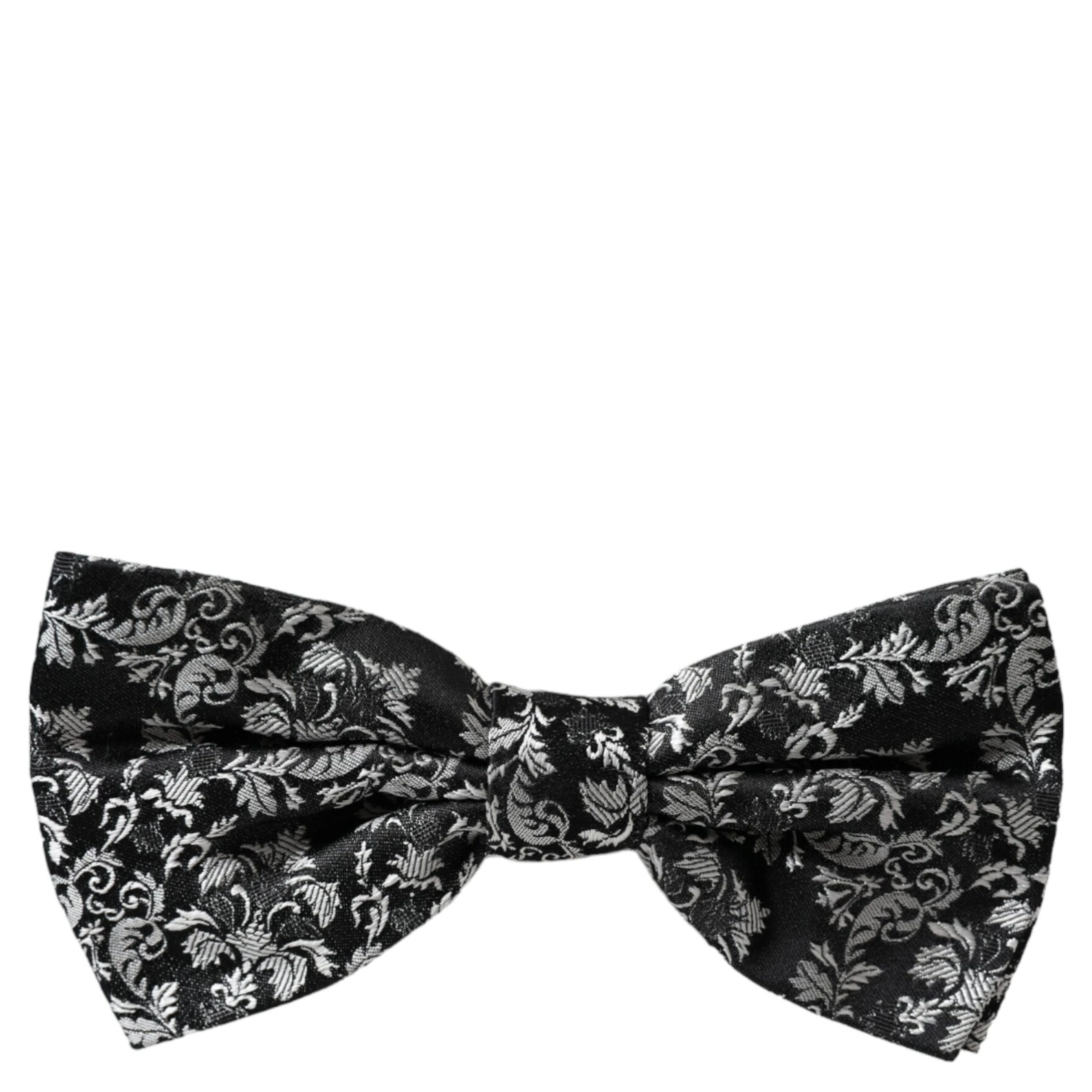Black Floral Silk Adjustable Neck Men Bow Tie