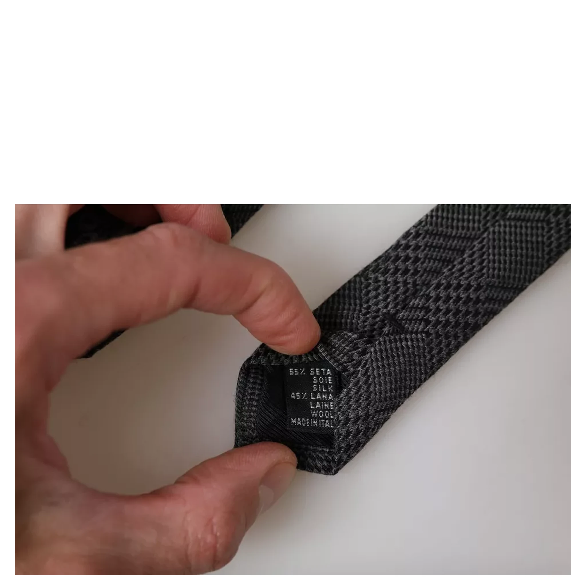Dark Gray Plaid Patterned Silk Adjustable Men Tie