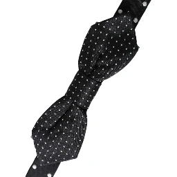 Black Silk Polka Dot Adjustable Neck Men Papillon Bow Tie