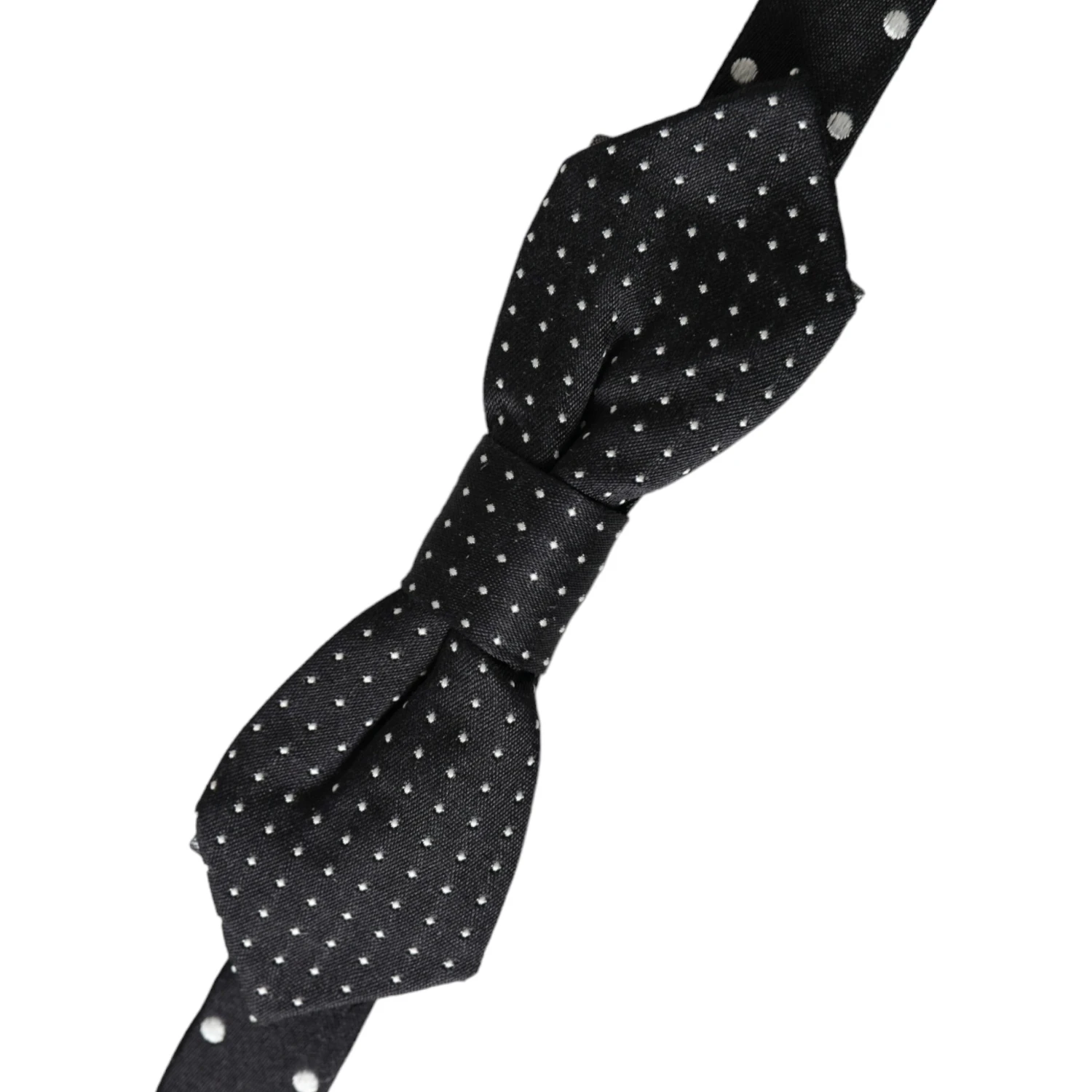 Black Silk Polka Dot Adjustable Neck Men Papillon Bow Tie