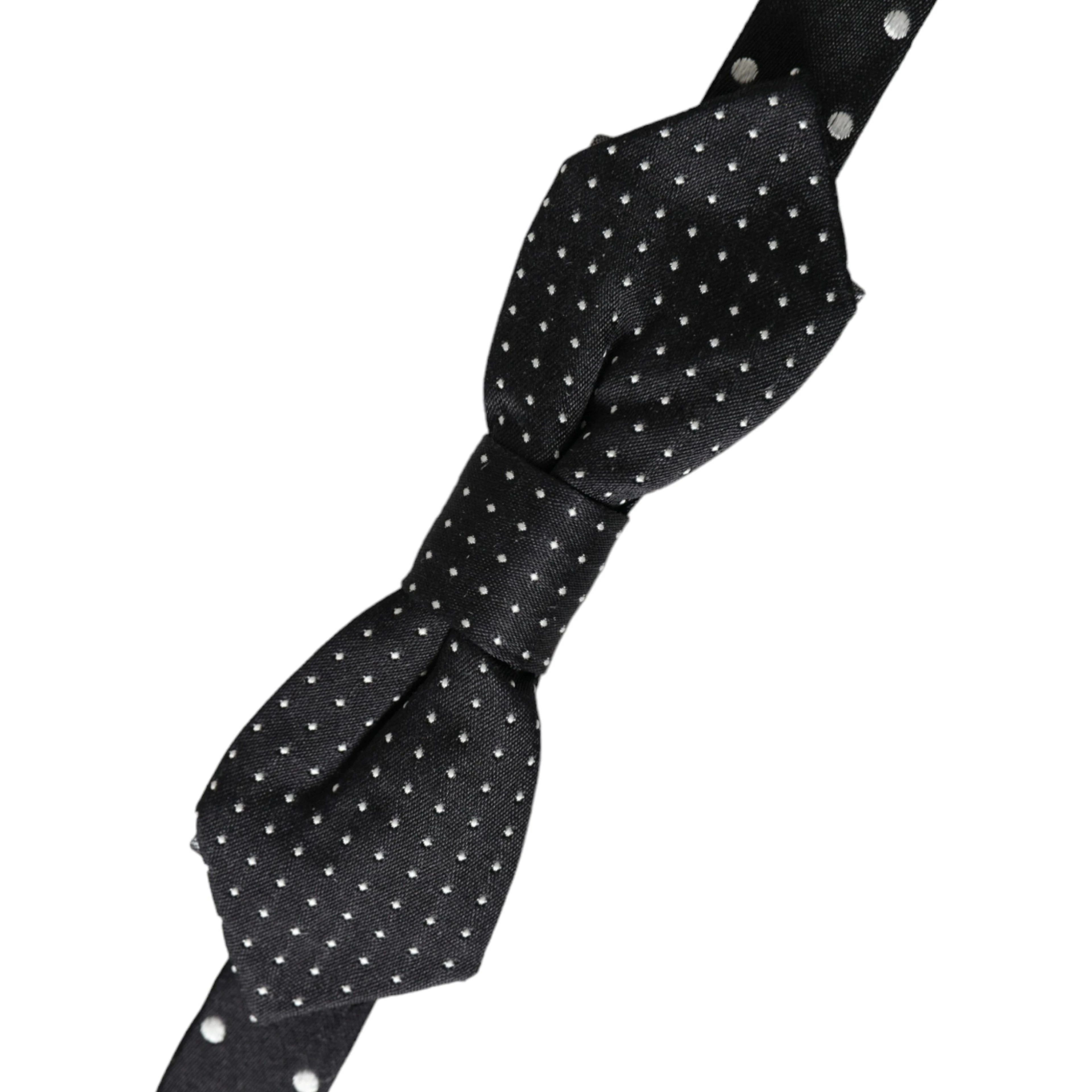 Black Silk Polka Dot Adjustable Neck Men Papillon Bow Tie