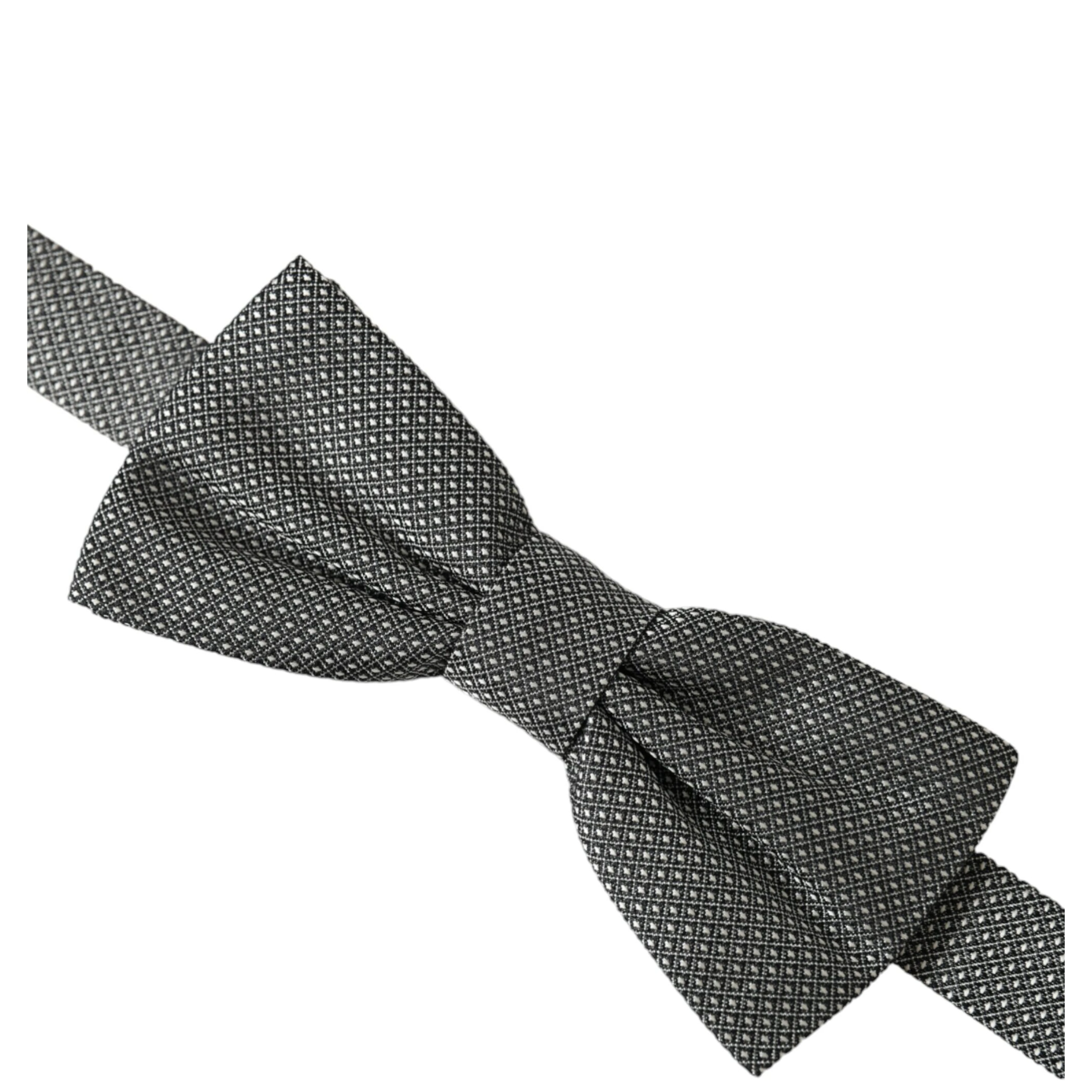 Gray Silk Patterned Adjustable Neck Men Papillon Bow Tie