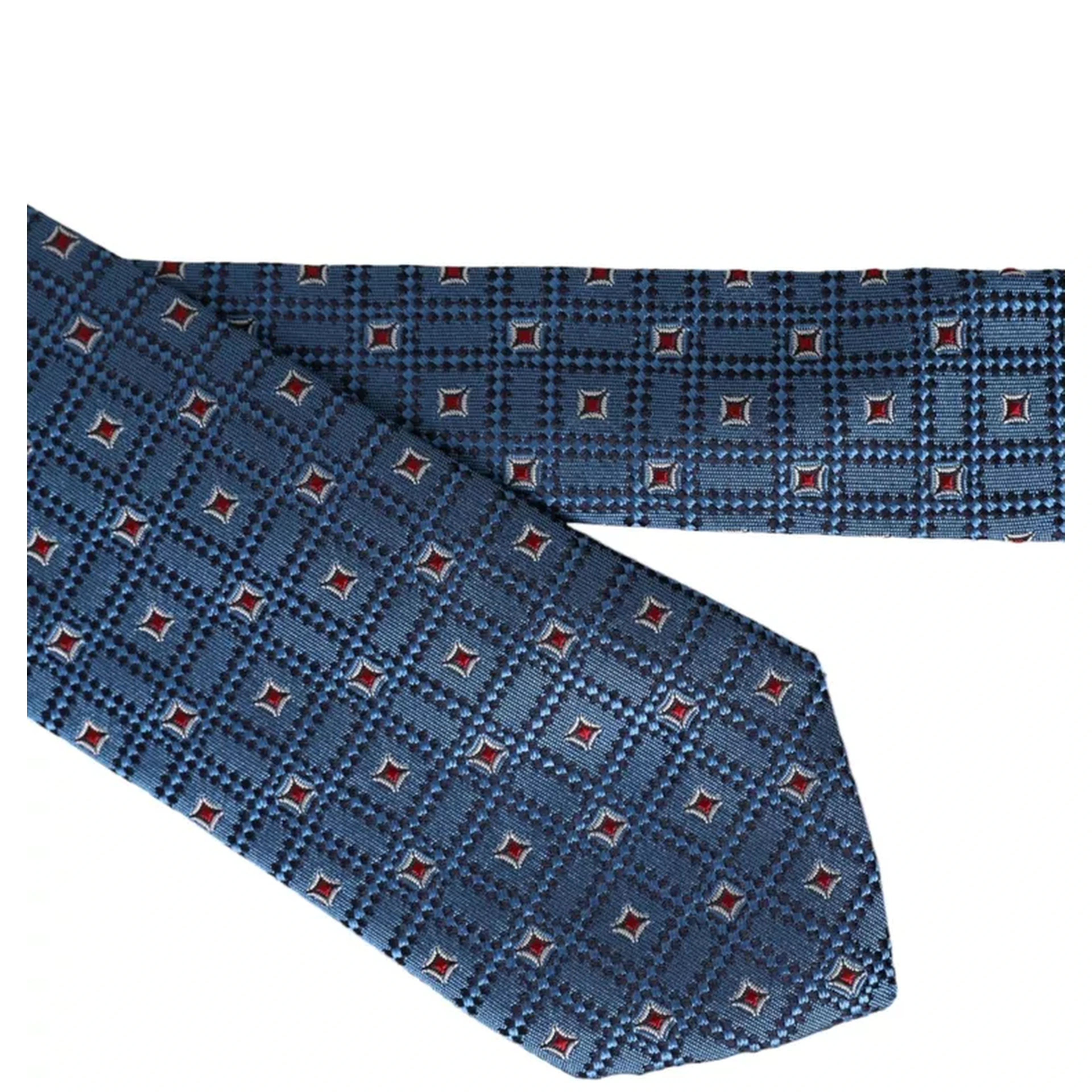 Blue Patterned 100% Silk Adjustable Men Tie