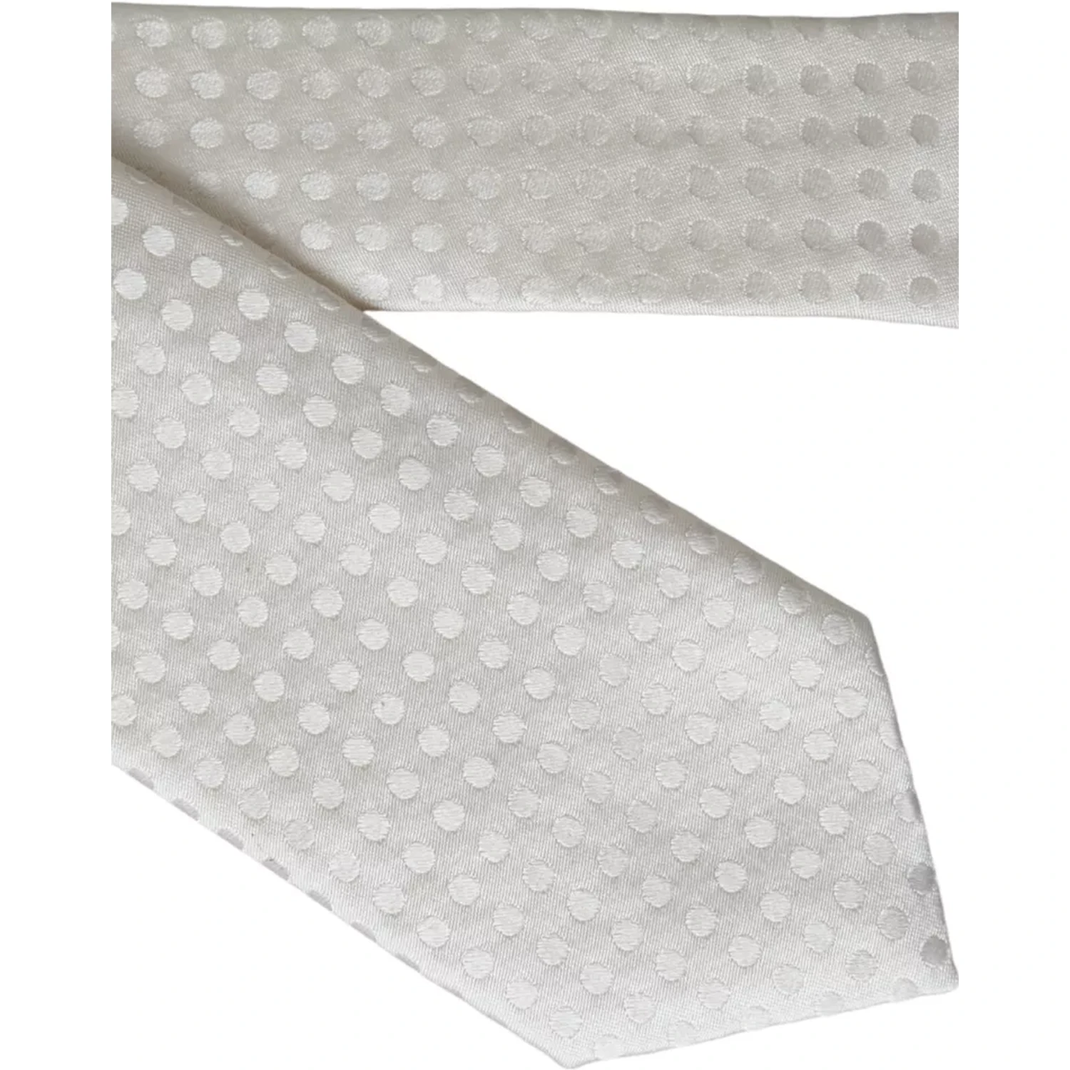 White Dotted Silk Classic Adjustable Men Tie