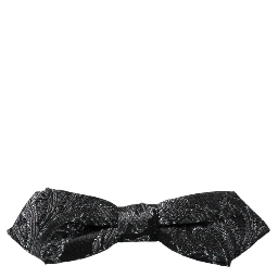 Black Silk Jacquard Adjustable Neck Men Bow Tie