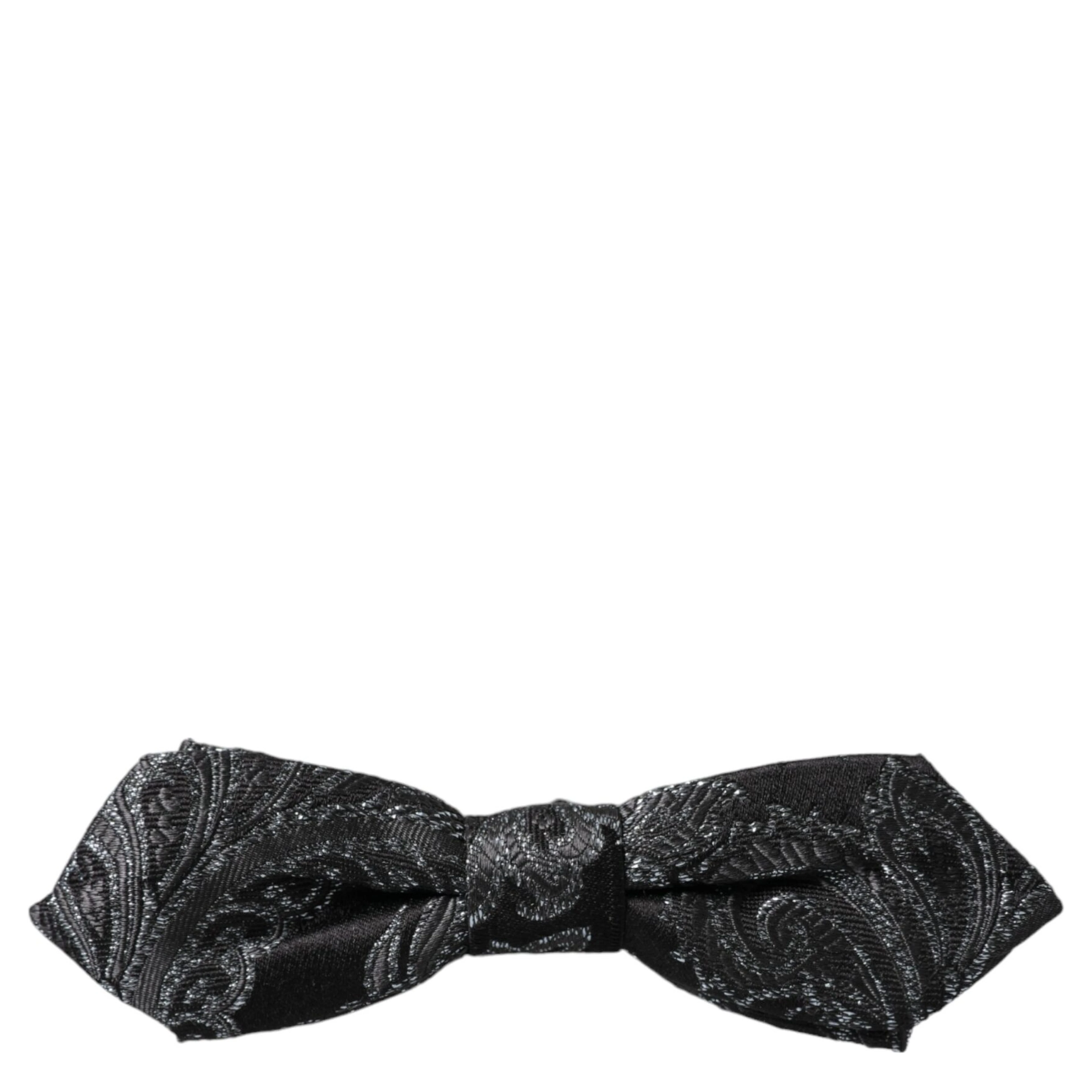 Black Silk Jacquard Adjustable Neck Men Bow Tie