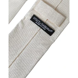 Off White Patterned Silk Classic Adjustable Tie