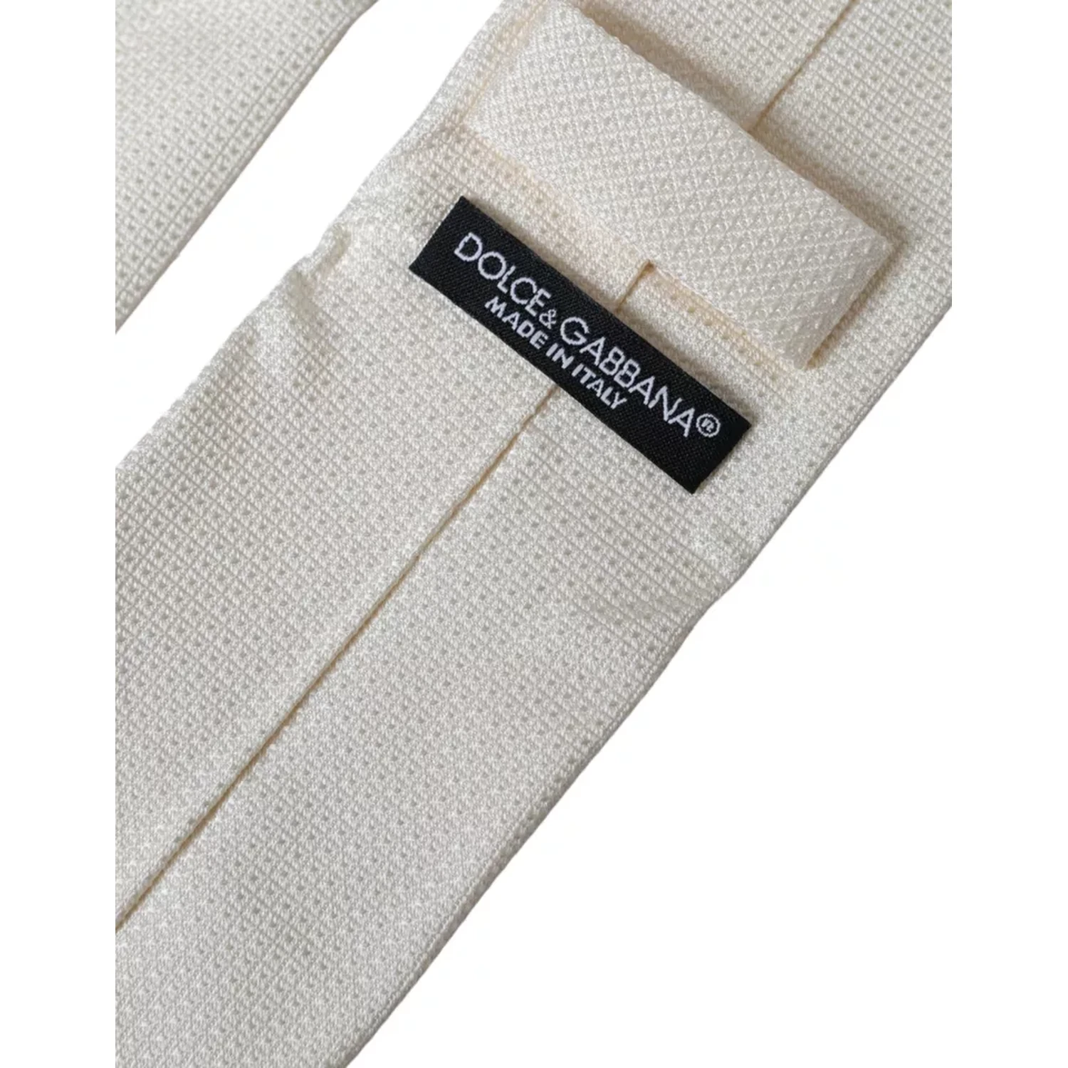 Off White Patterned Silk Classic Adjustable Tie