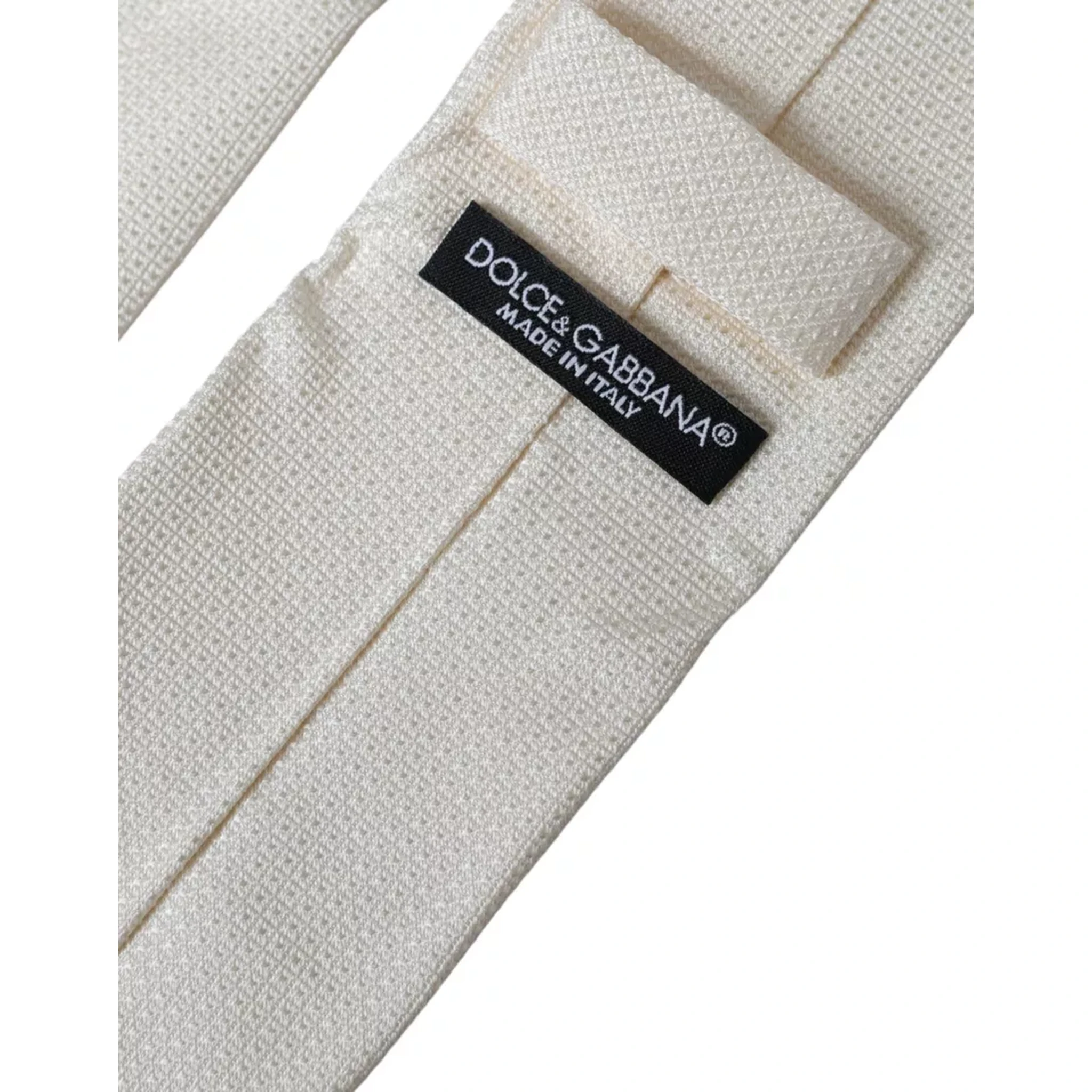 Off White Patterned Silk Classic Adjustable Tie
