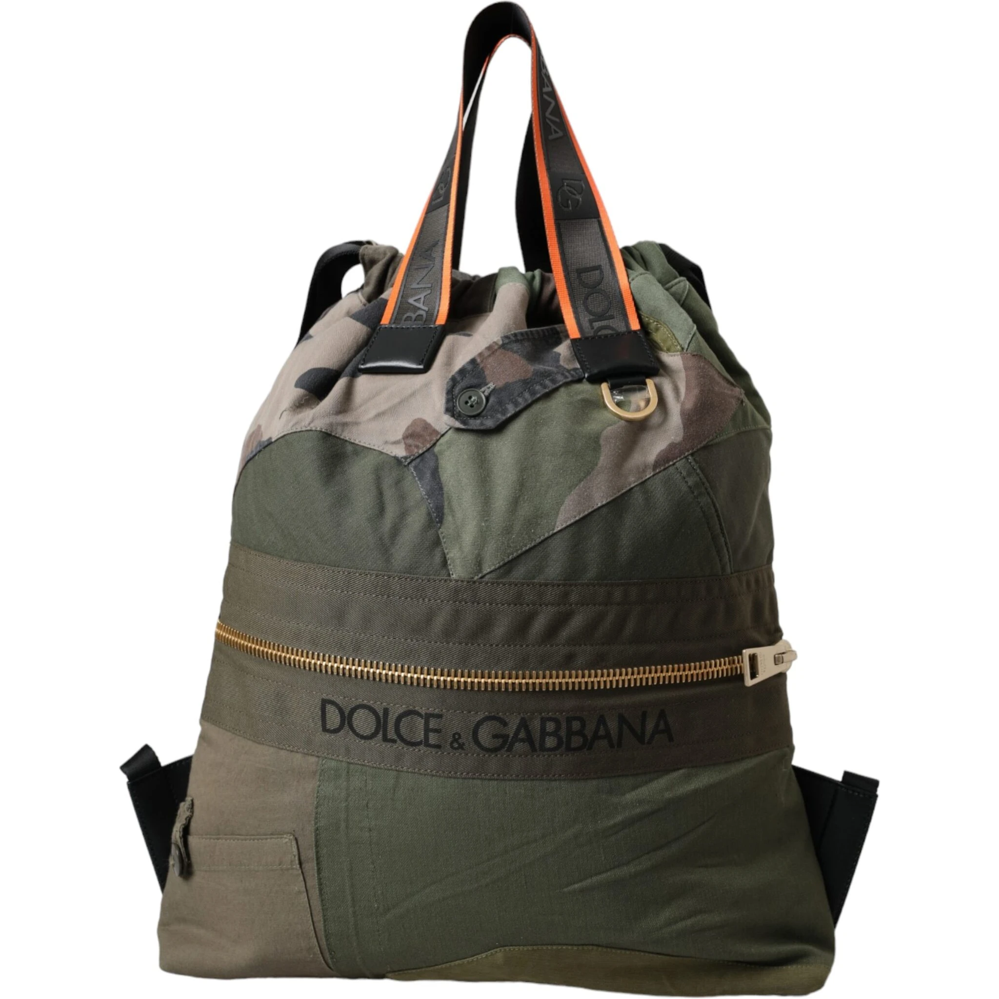Military Green Patchwork Rucksack Backpack Bag