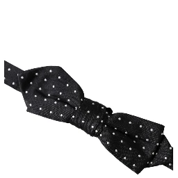 Black Silk Polka Dot Adjustable Neck Men Papillon Bow Tie