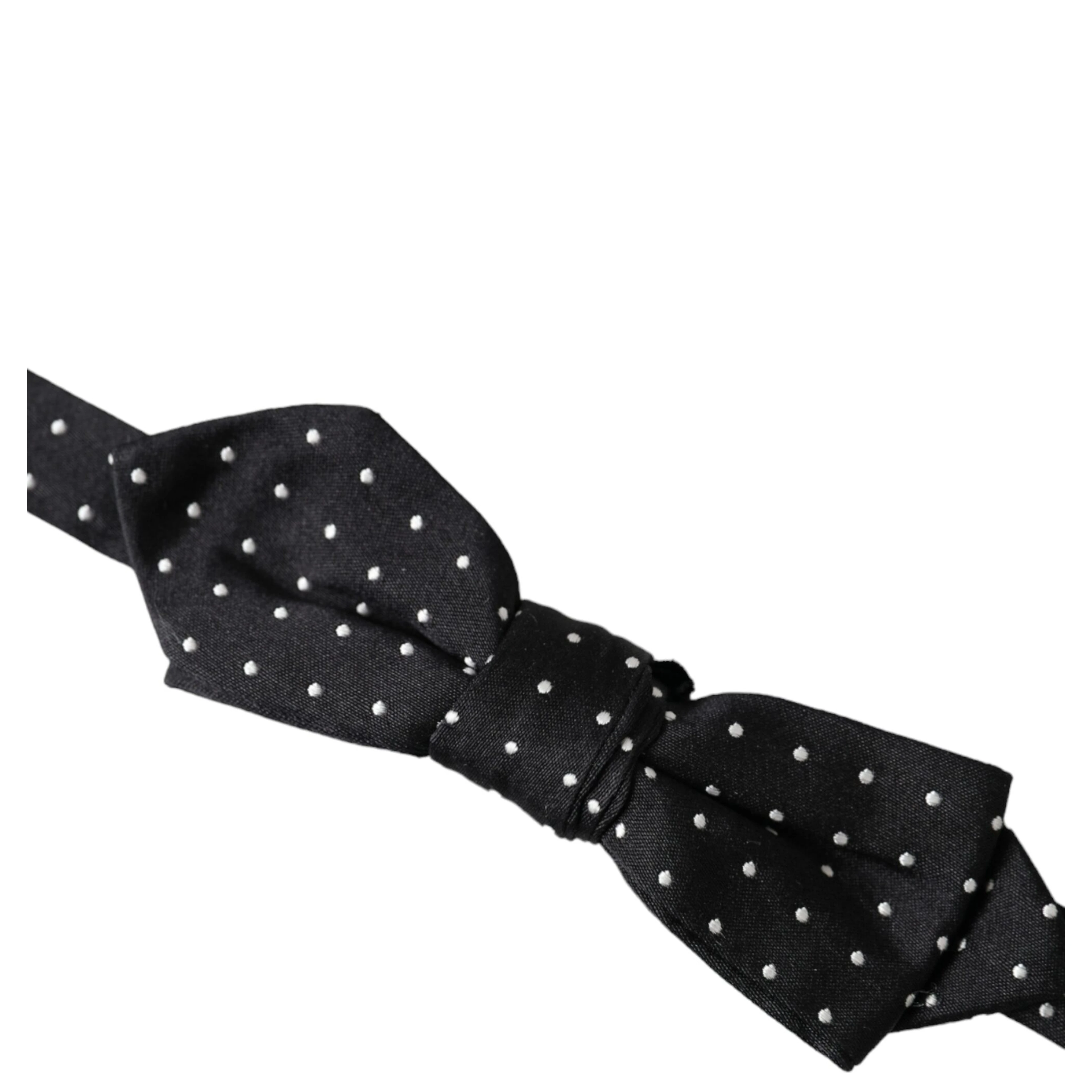 Black Silk Polka Dot Adjustable Neck Men Papillon Bow Tie