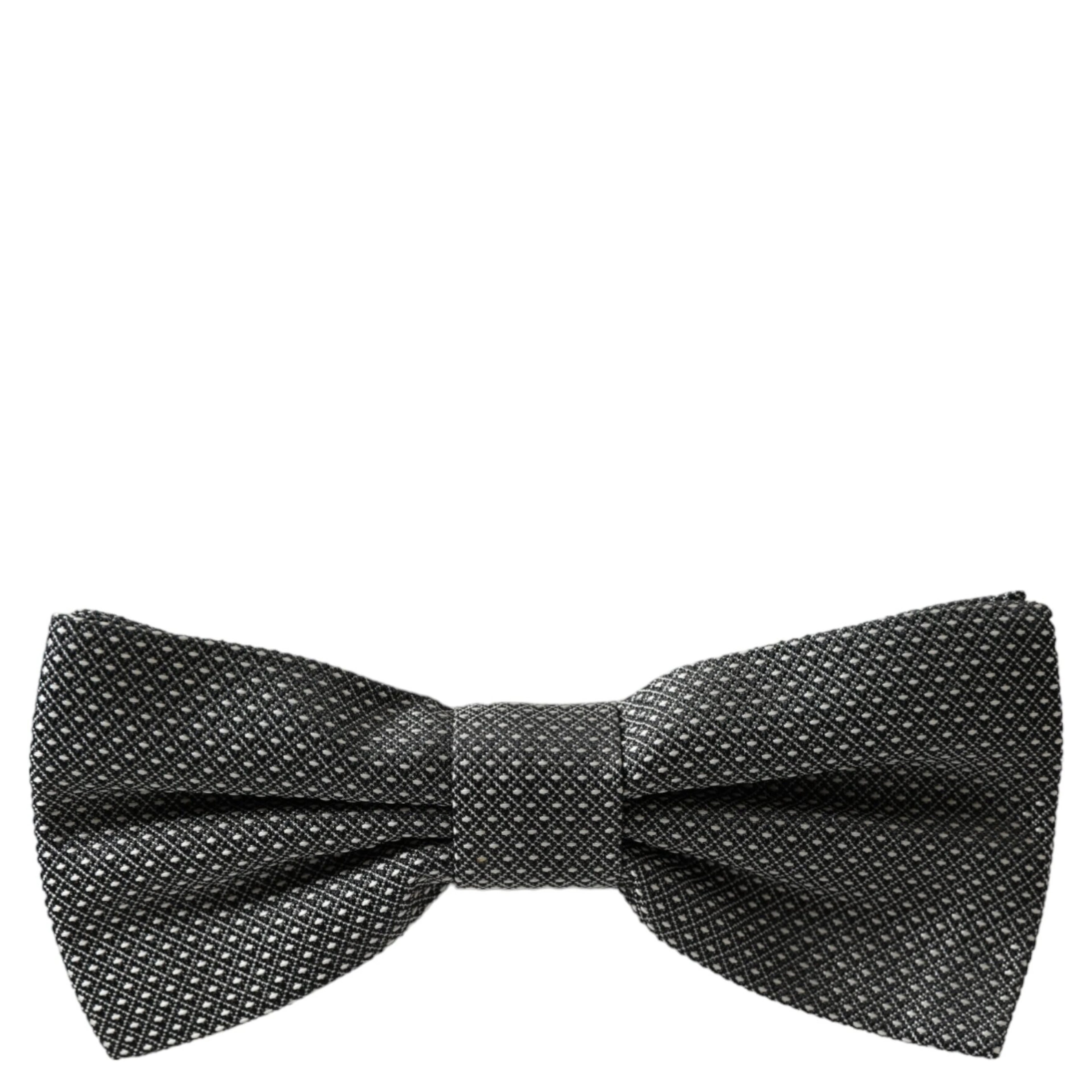Gray Silk Patterned Adjustable Neck Men Bow Tie