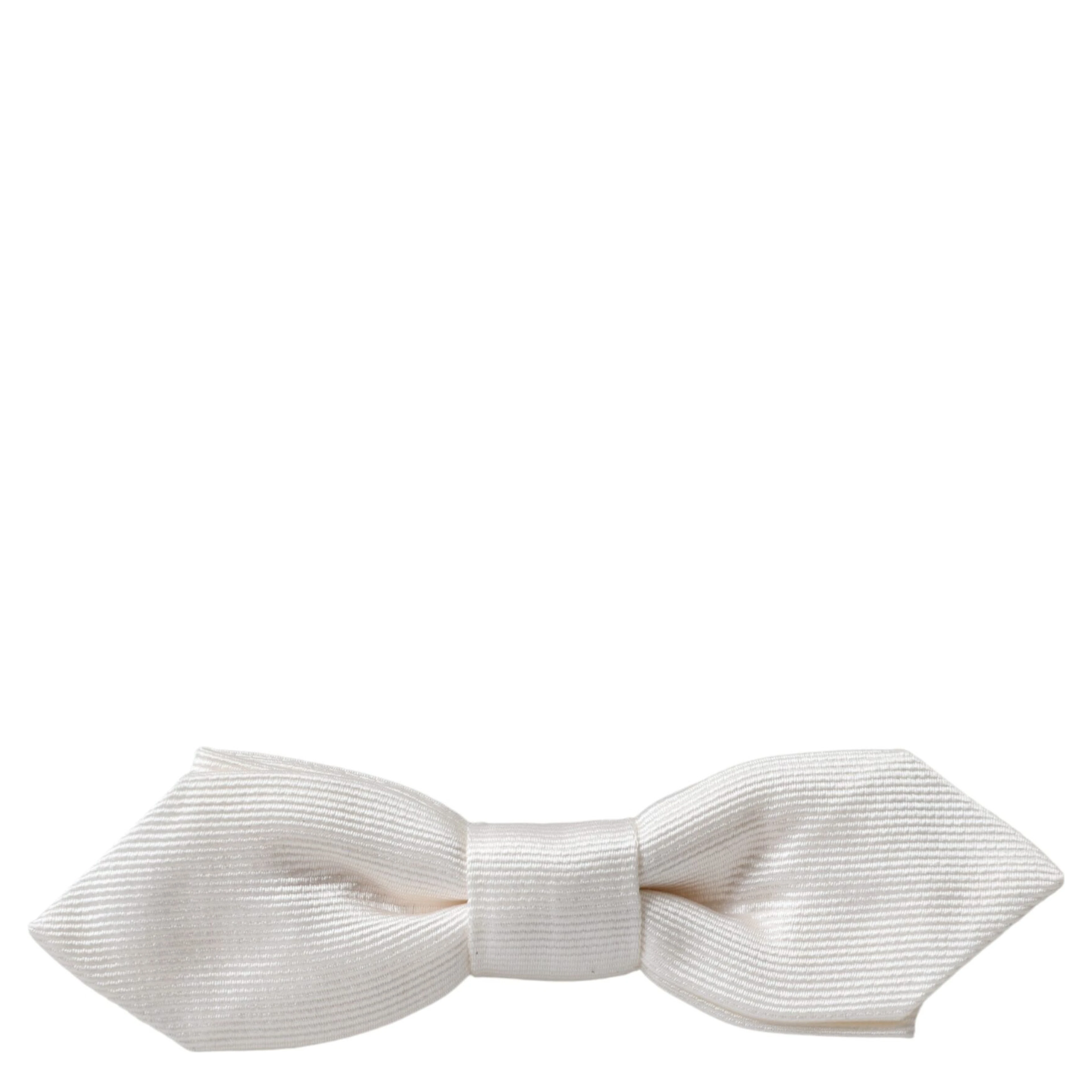 White Silk Adjustable Neck Men Papillon Bow Tie