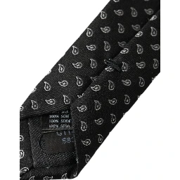 Black Jacquard Patterned Silk Adjustable Men Tie