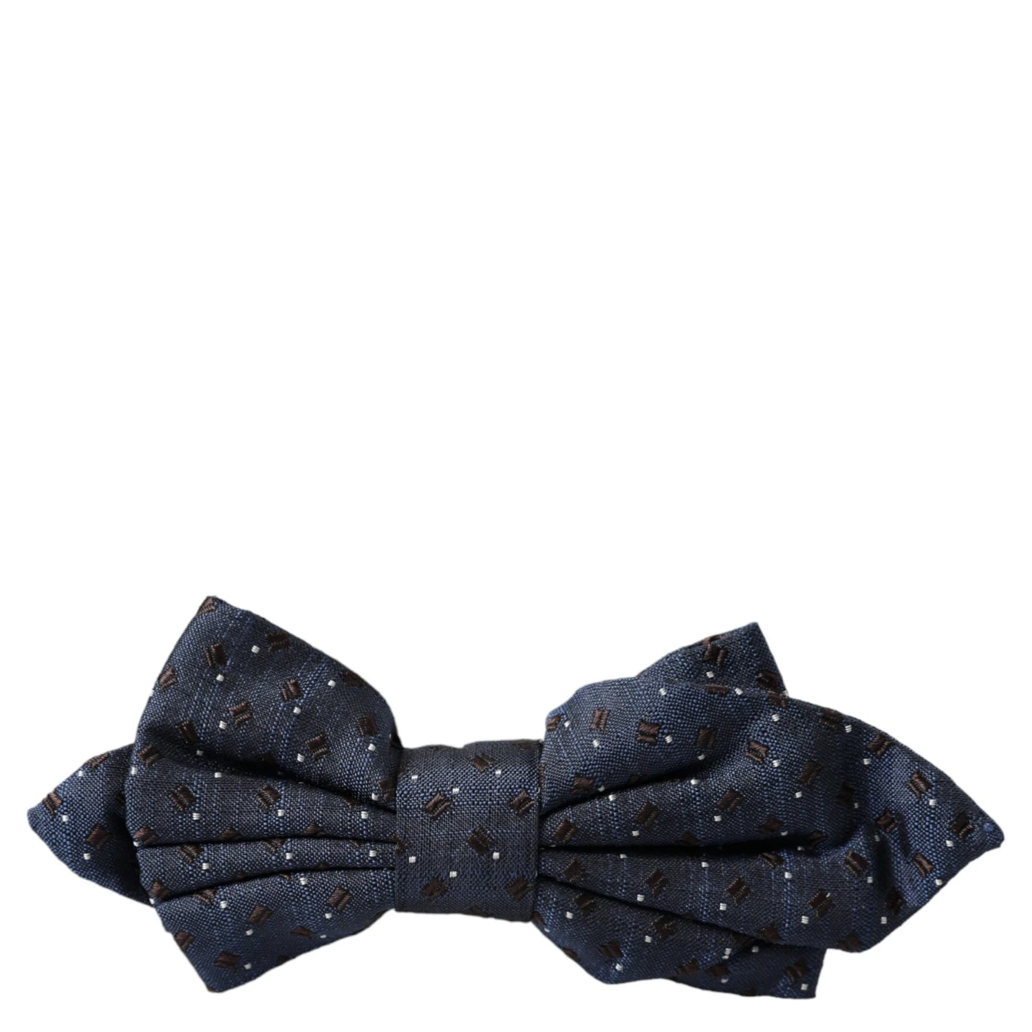 Navy Blue Silk Patterned Adjustable Men Papillon Bow Tie