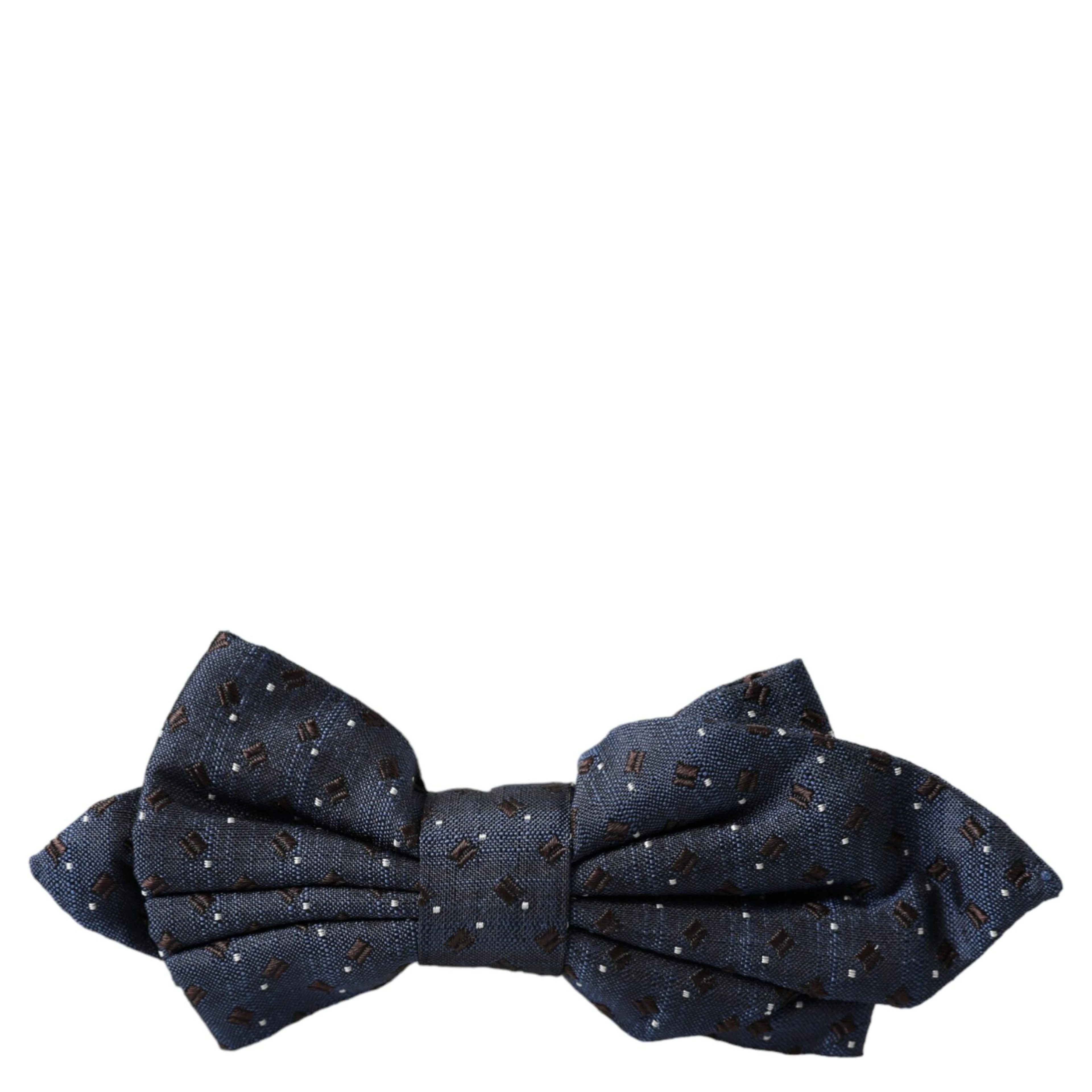 Navy Blue Silk Patterned Adjustable Men Papillon Bow Tie