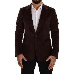 Brown Corduroy Slim Fit Coat DG Logo Blazer