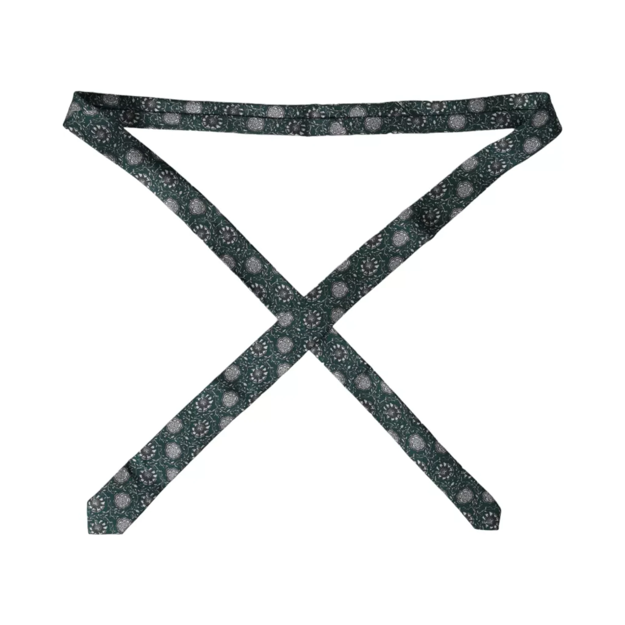 Green Floral Print Silk Adjustable Men Tie