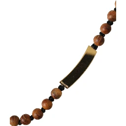 Black Gold Wooden Beaded Logo Pendant