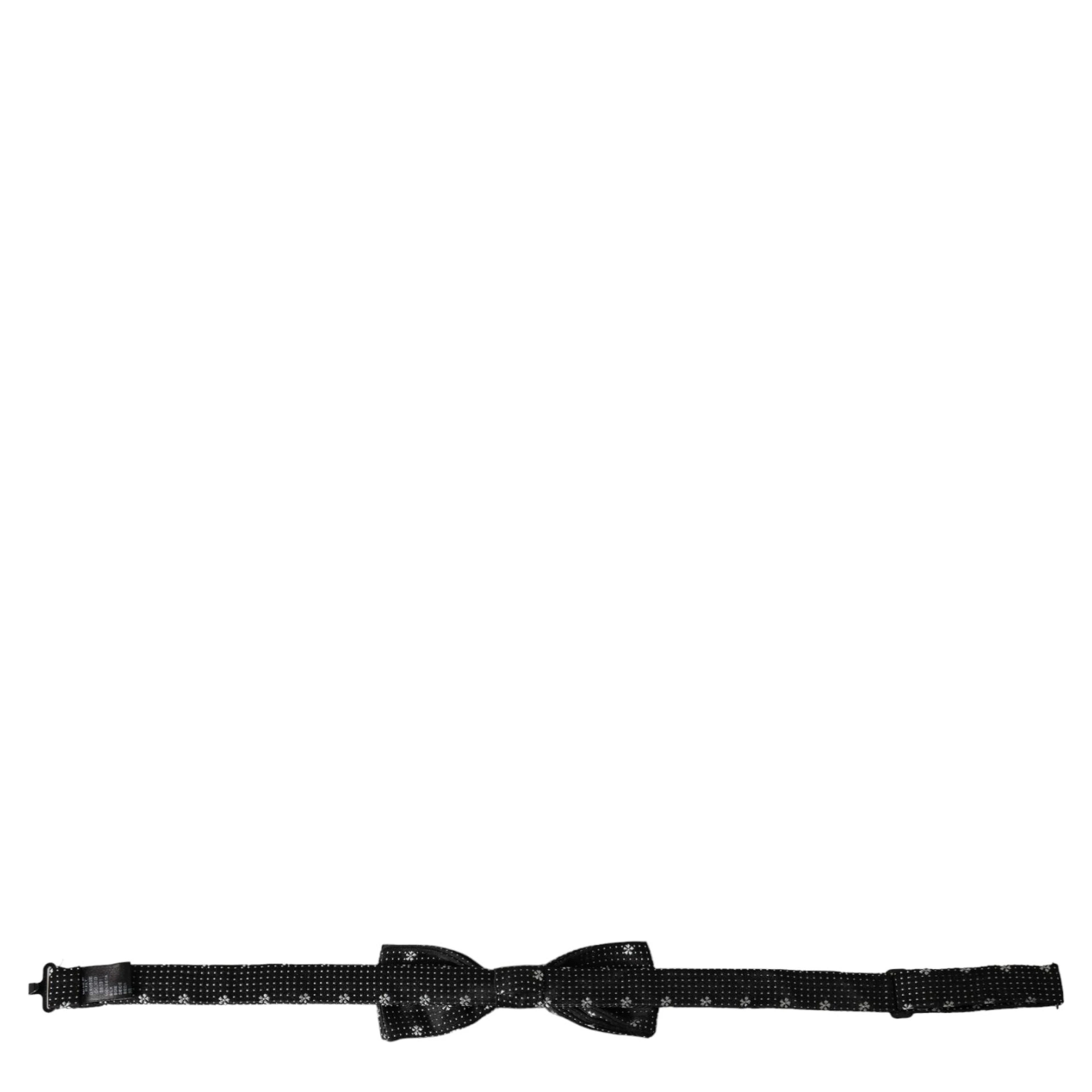 Black Silk Floral Adjustable Neck Men Papillon Bow Tie
