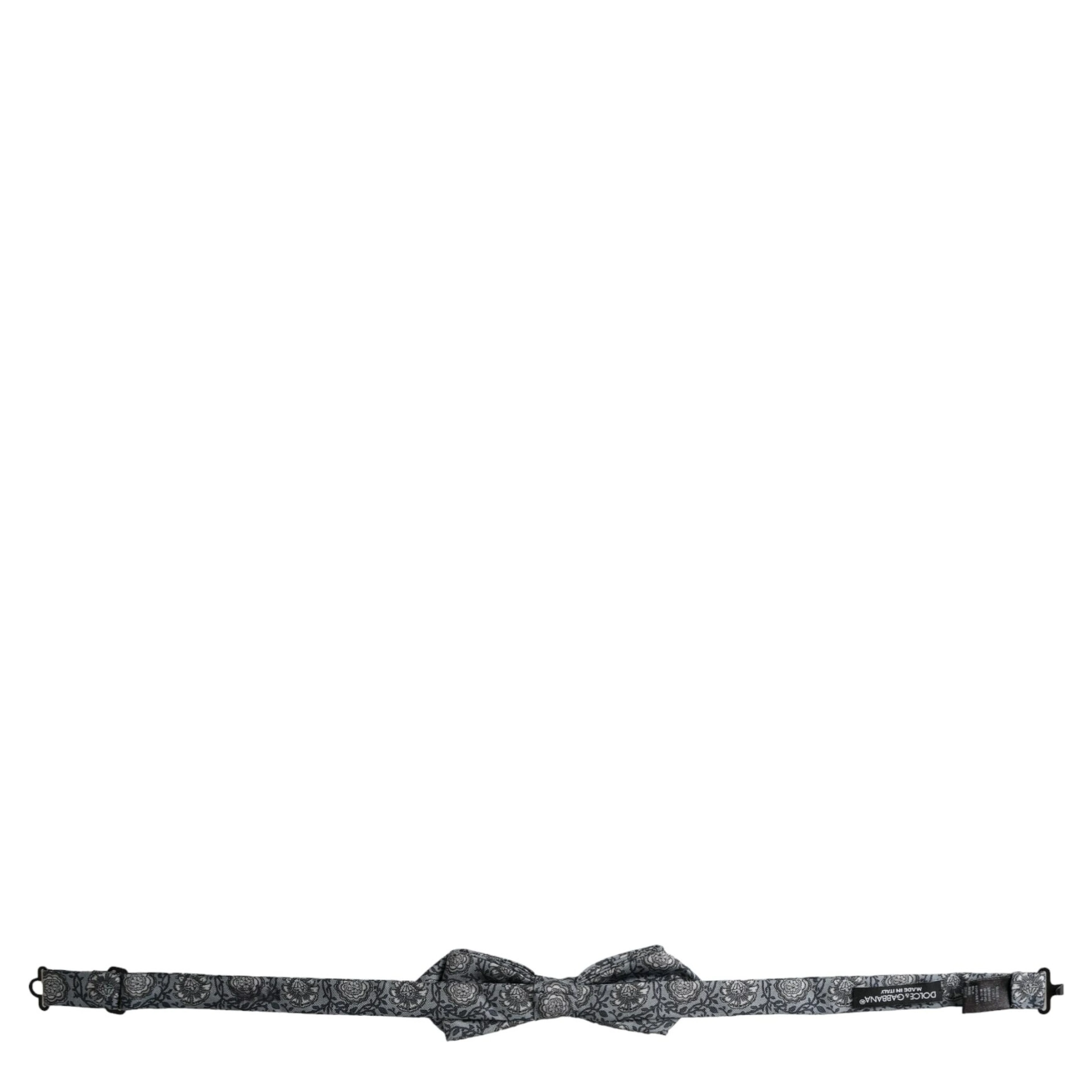 Gray Silk Patterned Adjustable Neck Men Bow Tie