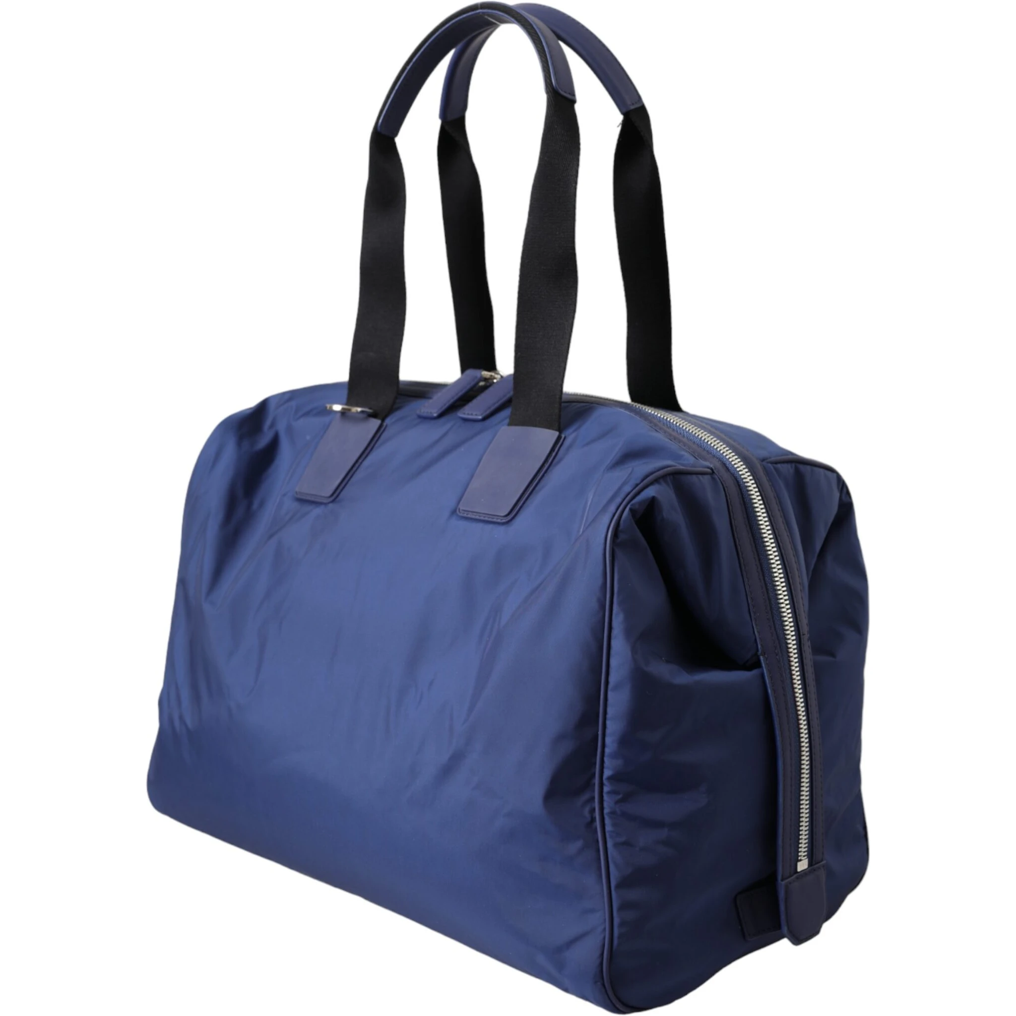 Blue Nylon Calfskin Hand Shoulder Duffel Bag
