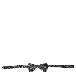 Black Floral Silk Adjustable Neck Men Bow Tie