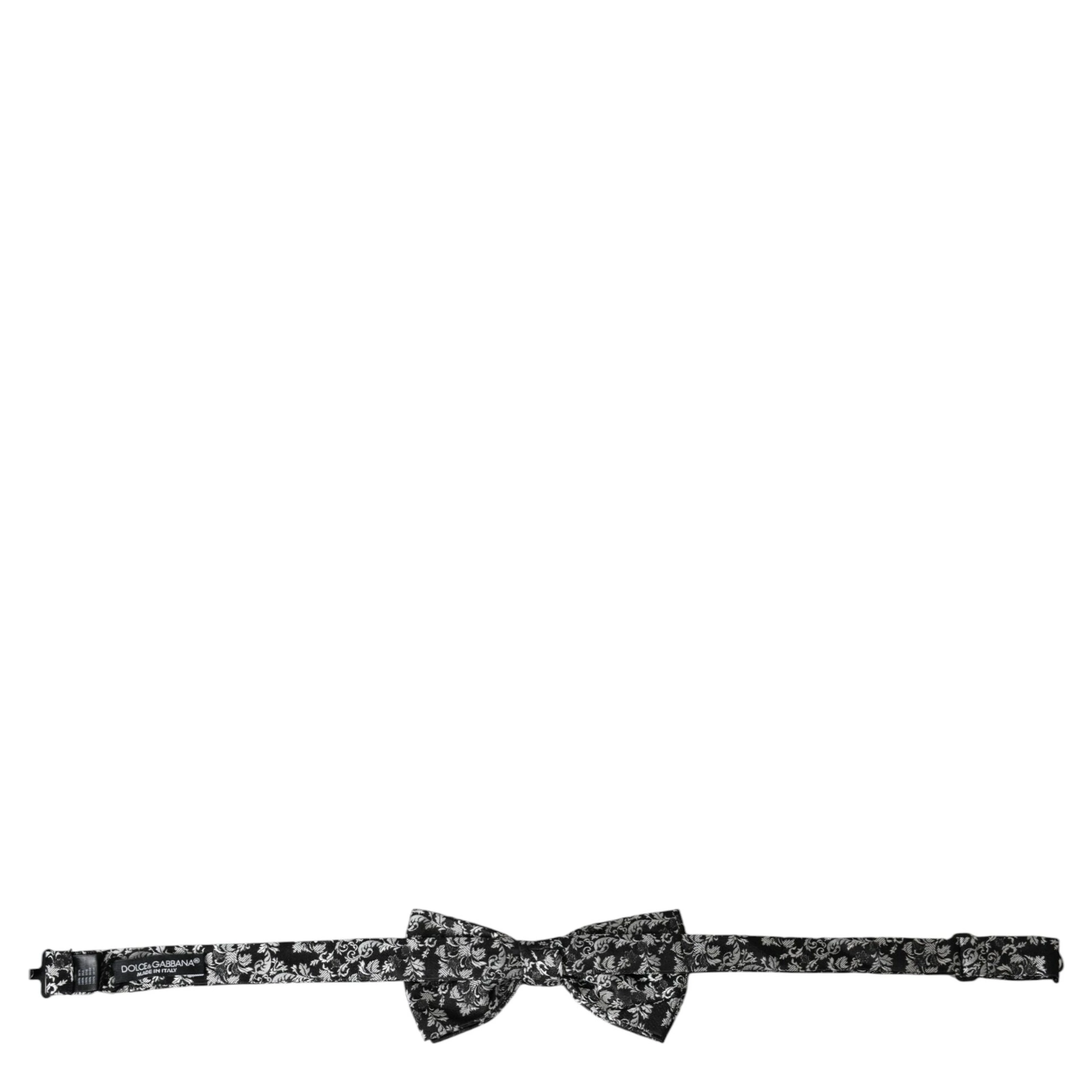 Black Floral Silk Adjustable Neck Men Bow Tie