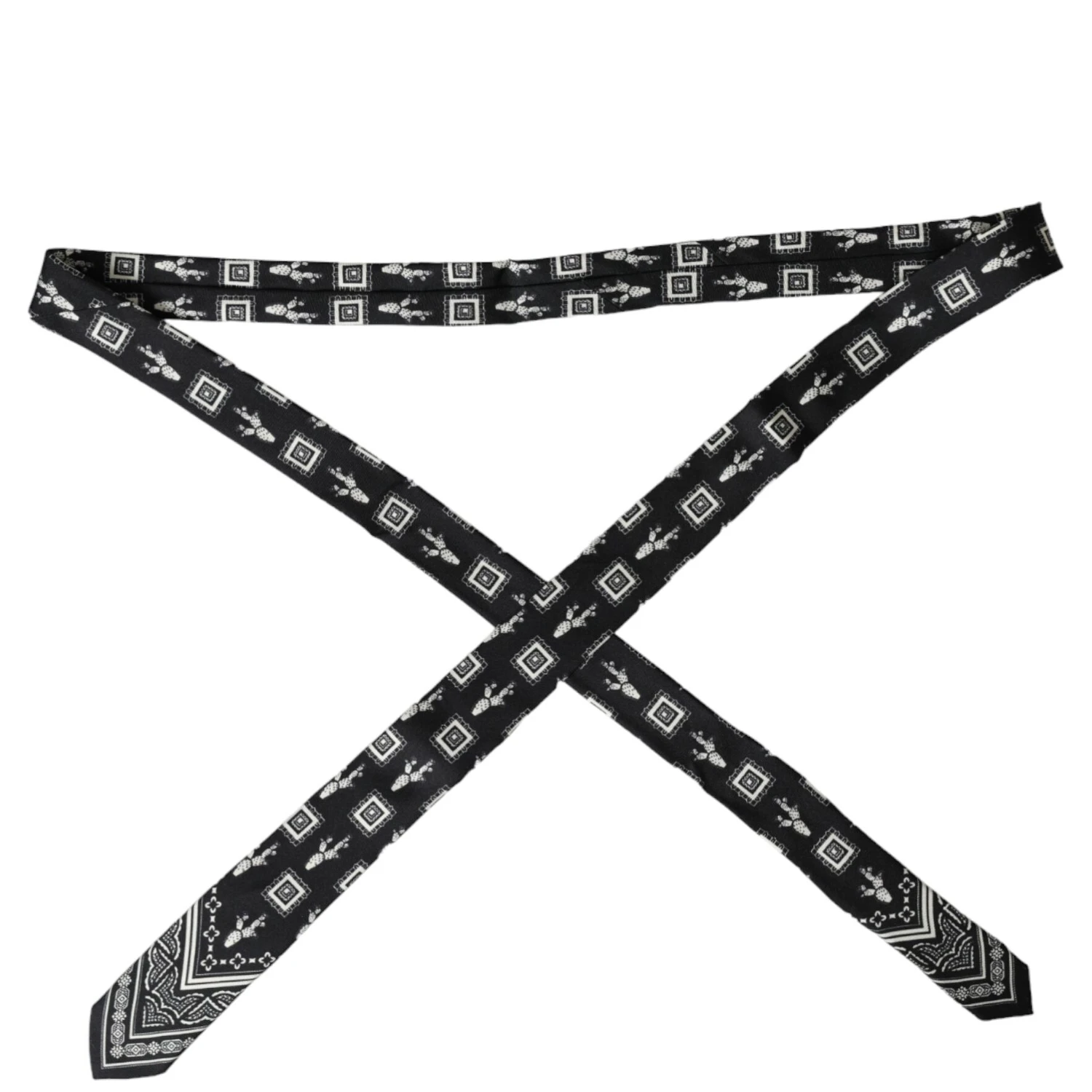 Black Patterned 100%Silk Adjustable Tie