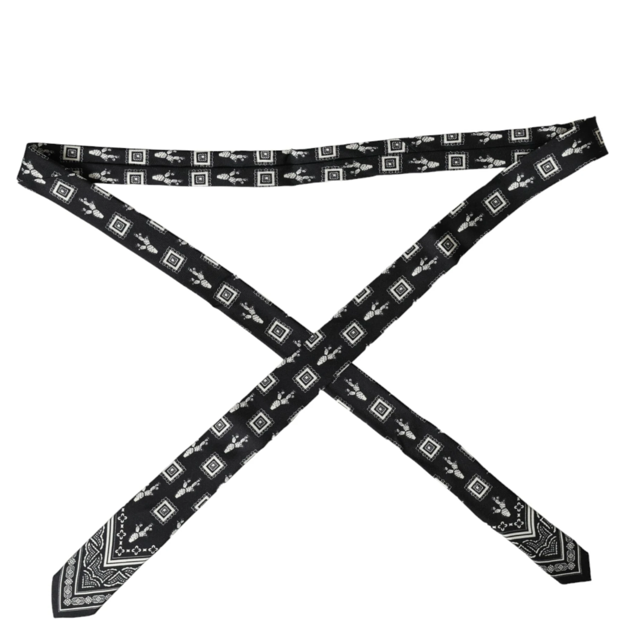 Black Patterned 100%Silk Adjustable Tie