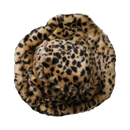 Brown Leopard Fur Women Bucket Hat