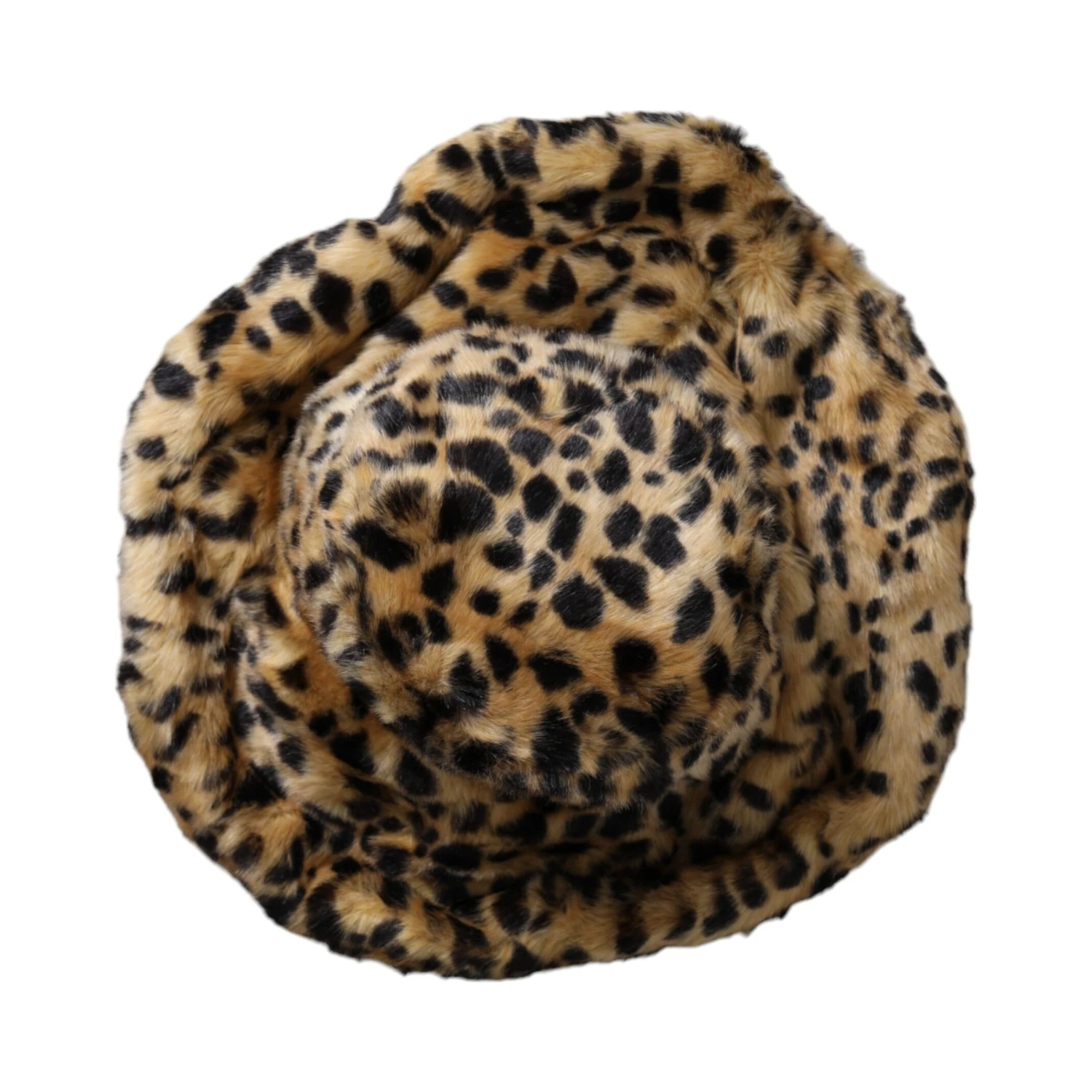 Brown Leopard Fur Women Bucket Hat
