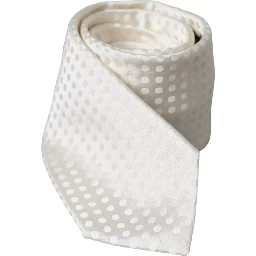 White Dotted Silk Classic Adjustable Men Tie