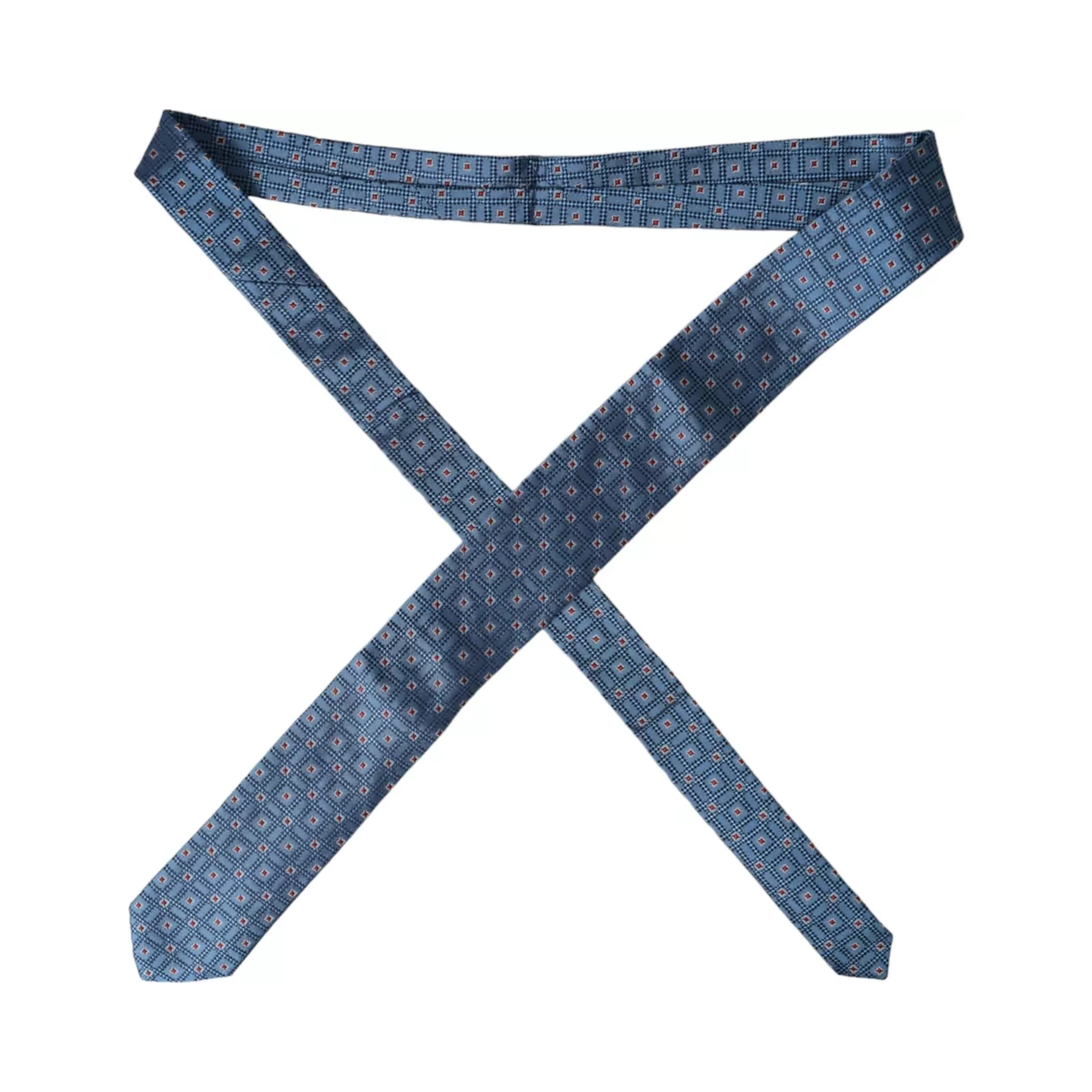 Blue Patterned 100% Silk Adjustable Men Tie