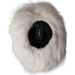 Off White Acrylic Fur Womens Bucket Hat