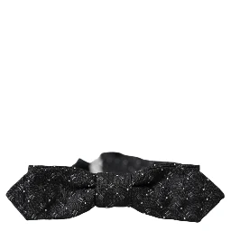 Black Silk Patterned Adjustable Neck Men Papillon Bow Tie
