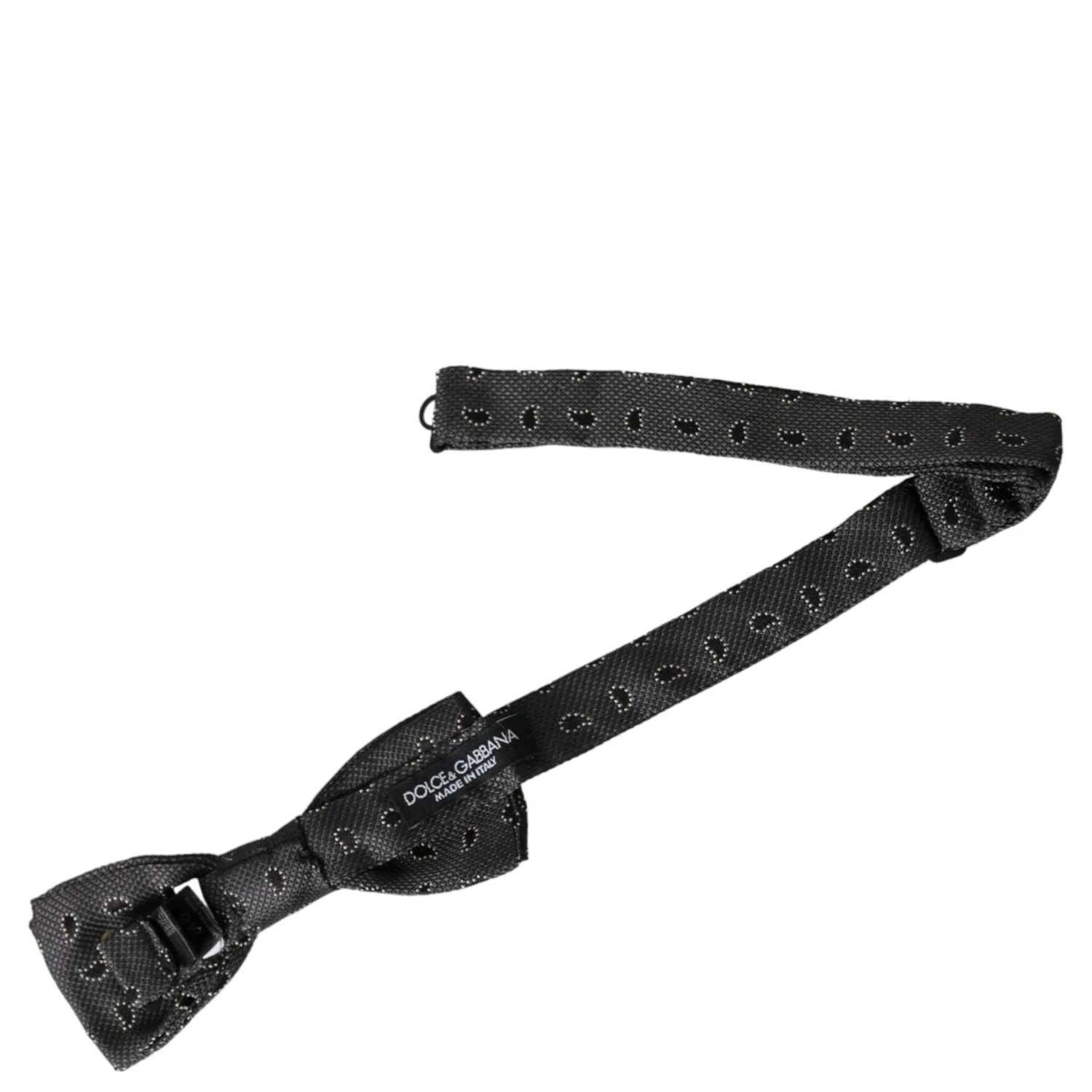 Black Silk Patterned Adjustable Neck Men Bow Tie