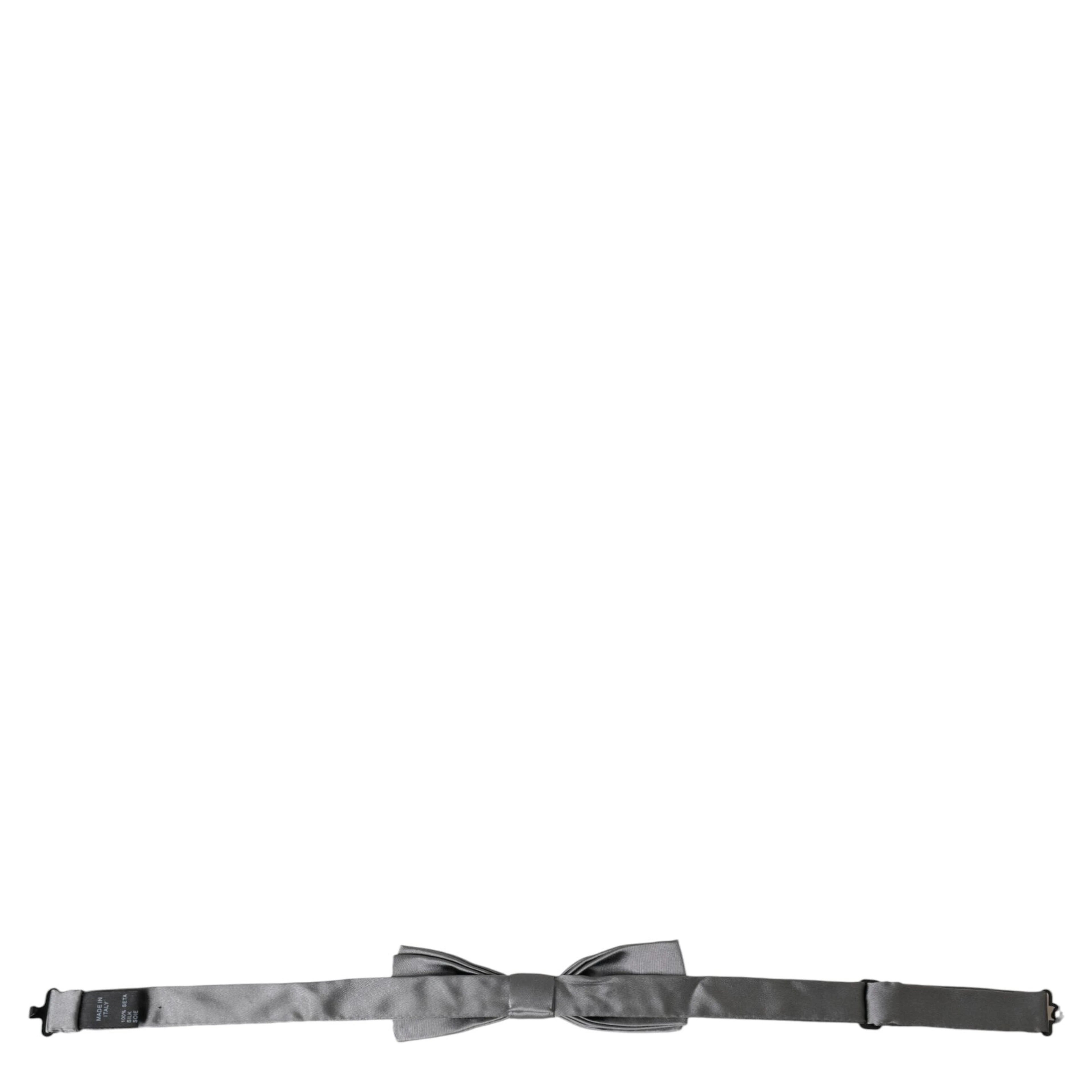 Gray Satin Silk Adjustable Neck Men Papillon Bow Tie
