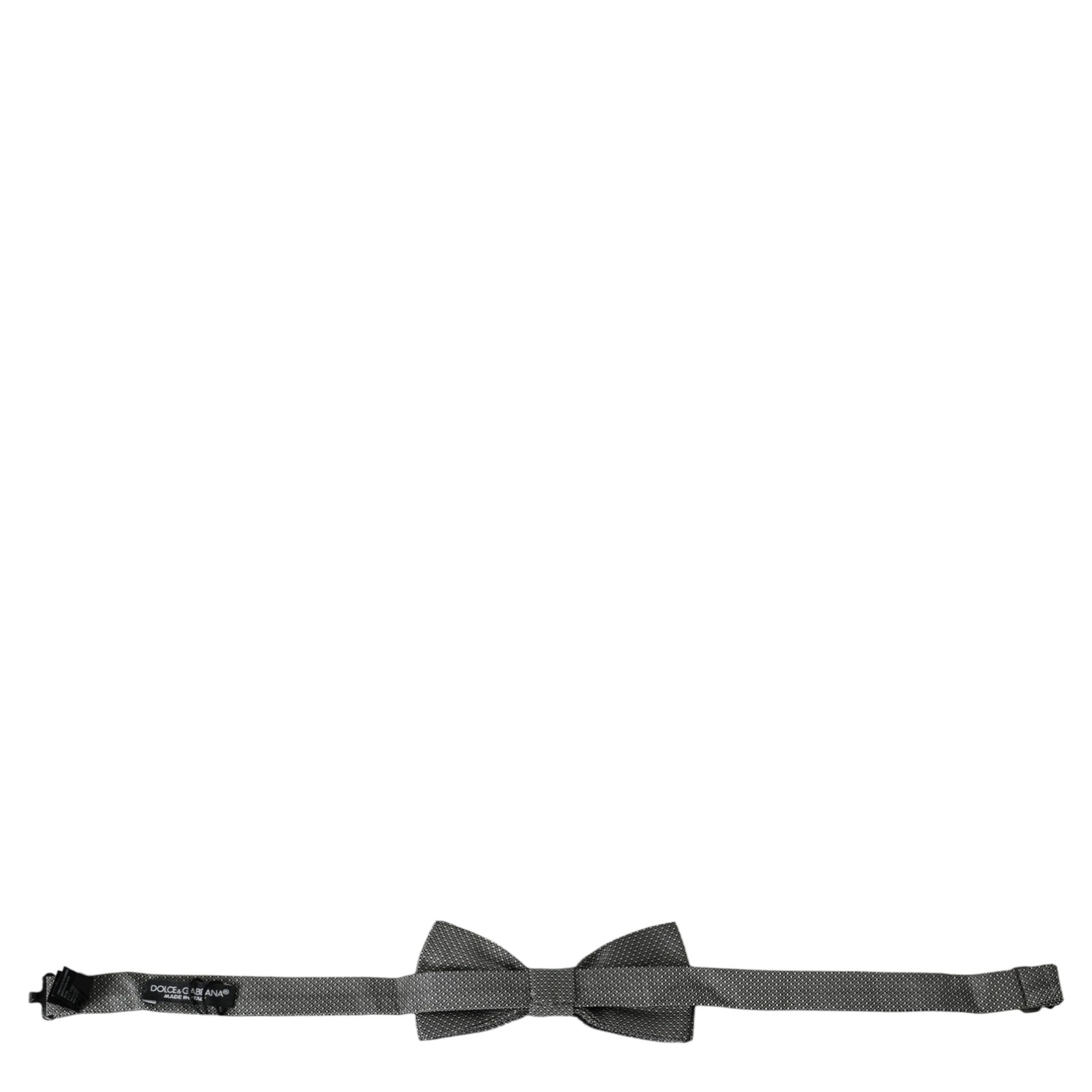 Gray Silk Patterned Adjustable Neck Men Bow Tie