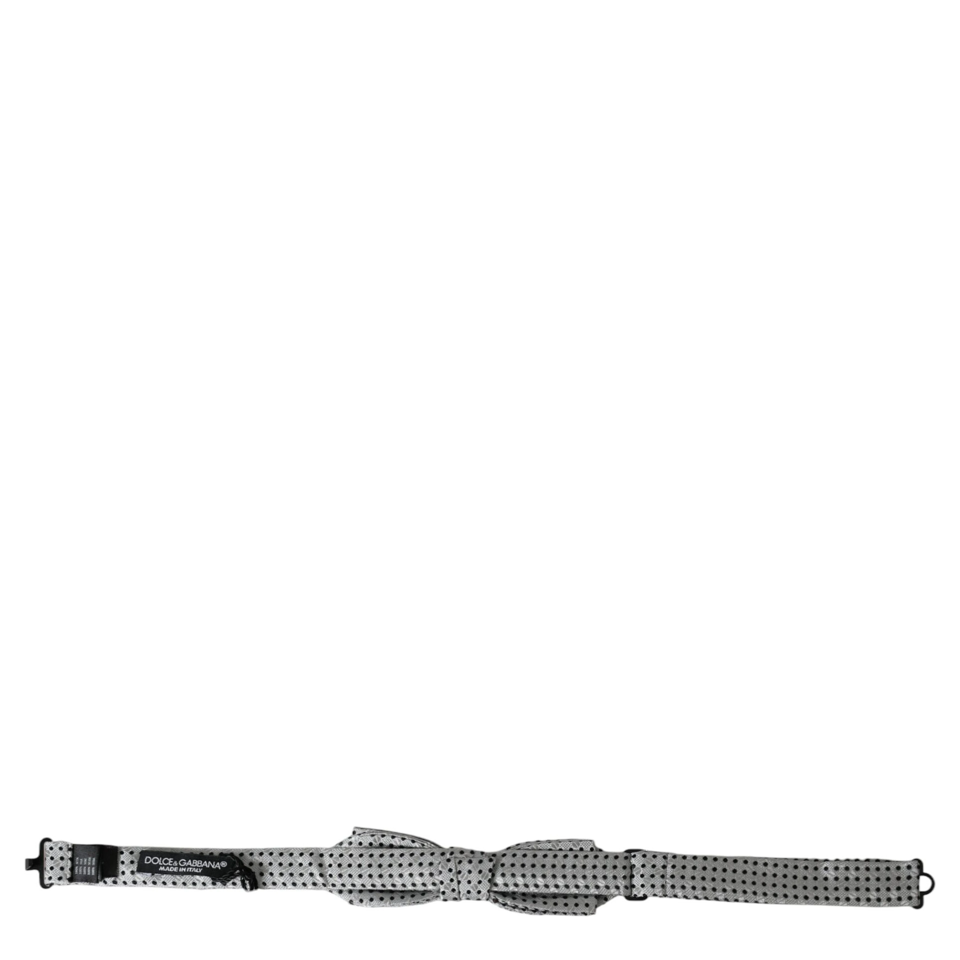 Gray Silk Polka Dot Adjustable Neck Men Papillon Bow Tie