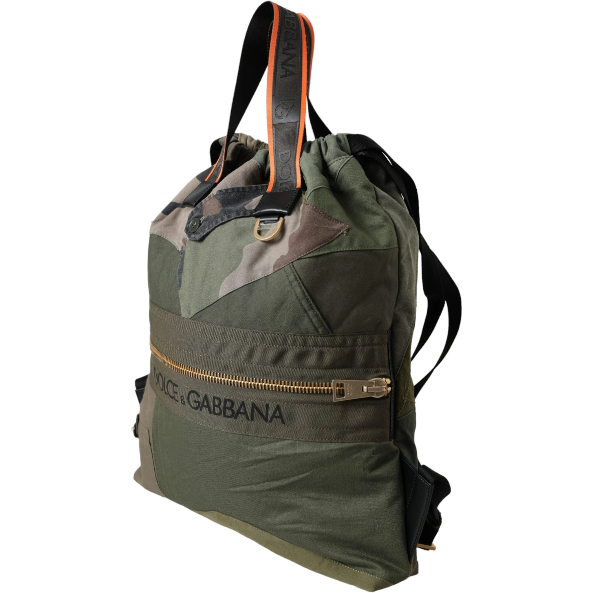 Military Green Patchwork Rucksack Backpack Bag
