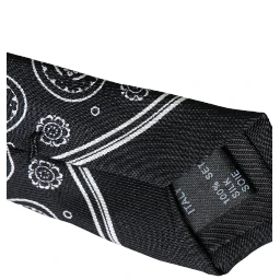 Black Patterned 100%Silk Adjustable Tie