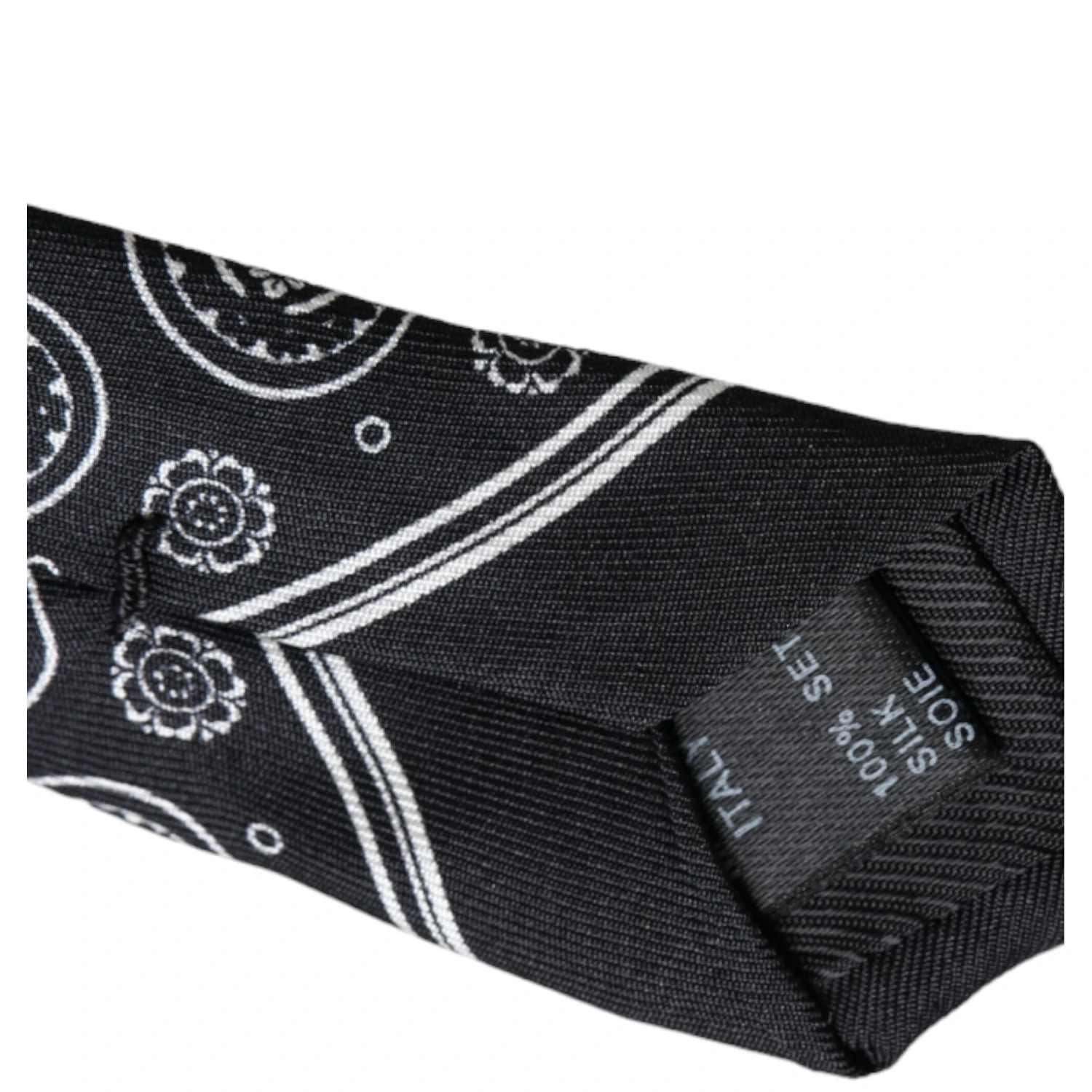 Black Patterned 100%Silk Adjustable Tie