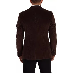 Brown Corduroy Slim Fit Coat DG Logo Blazer