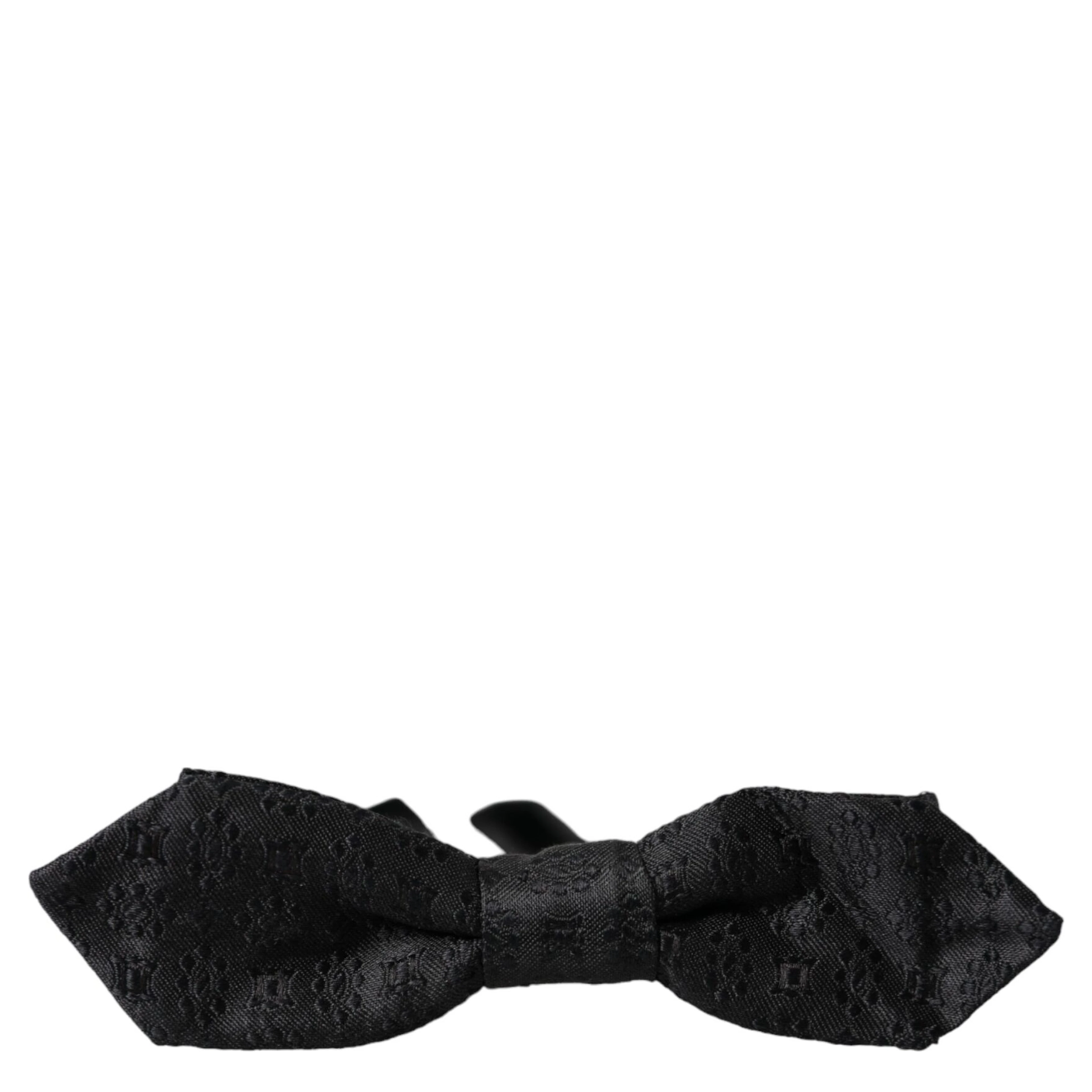 Black Silk Fantasy Adjustable Neck Men Bow Tie