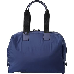 Blue Nylon Calfskin Hand Shoulder Duffel Bag