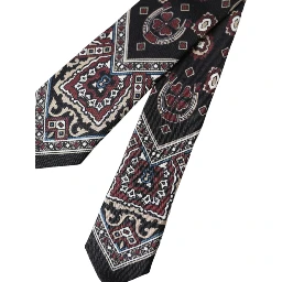 Black Printed 100% Silk Adjustable Men Tie