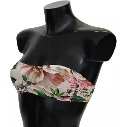 Pink Floral Print Swimsuit Beachwear Bikini Top