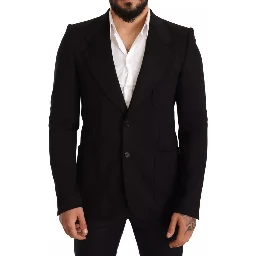 Black Wool Slim Fit Coat Jacket Blazer